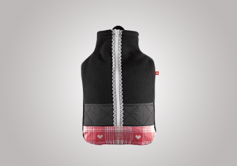 Bouillotte étoffe «Avec fermeture-éclair  et cœurs»